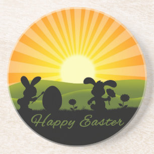 Cute Easter Bunny Painting Egg Coaster