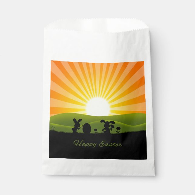 Cute Easter Bunny Painting Egg Favour Bag (Front)
