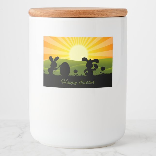 Cute Easter Bunny Painting Egg Food Label (Front)