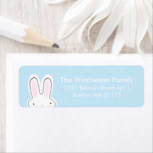 Cute Easter bunny pastel light blue fun address Return Address Label