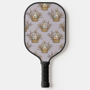 Cute Easter Bunny Pastel Spring Pattern (1) Pickleball Paddle