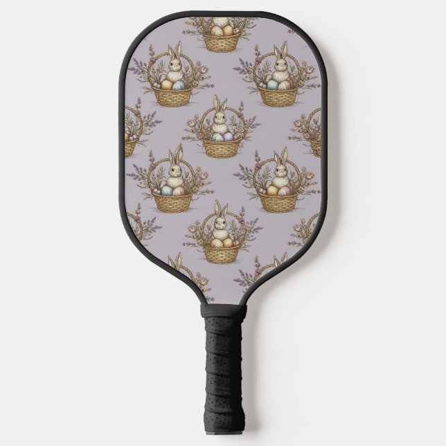 Cute Easter Bunny Pastel Spring Pattern (1) Pickleball Paddle (Front)