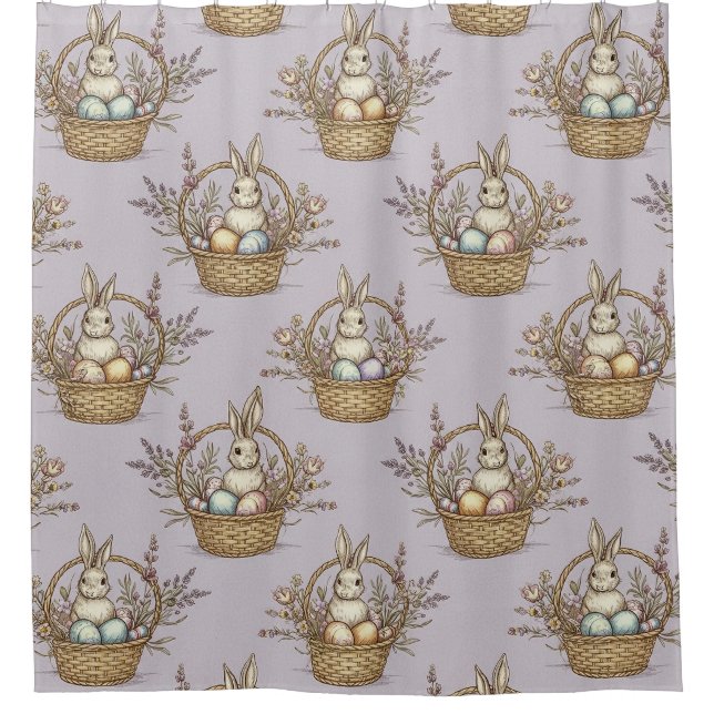 Cute Easter Bunny Pastel Spring Pattern (1) Shower Curtain (Front)