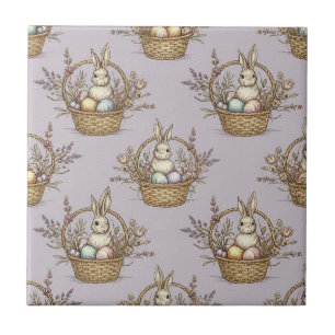 Cute Easter Bunny Pastel Spring Pattern Ceramic Tile