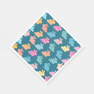 Cute Easter Bunny Pattern Blue Napkin