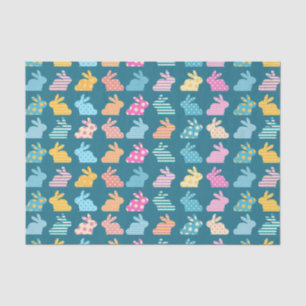 Cute Easter Bunny Pattern Blue Tissue Paper