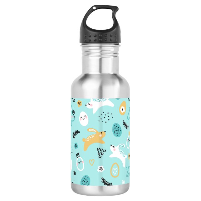 Cute Easter Bunny Pattern Kawaii Rabbits Eggs  532 Ml Water Bottle (Front)