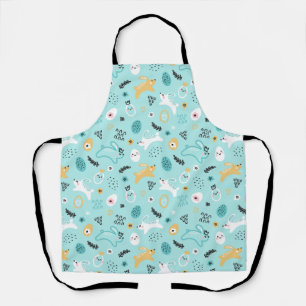 Cute Easter Bunny Pattern Kawaii Rabbits Eggs  Apron