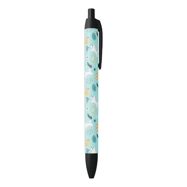 Cute Easter Bunny Pattern Kawaii Rabbits Eggs  Black Ink Pen (Bottom (Vertical))
