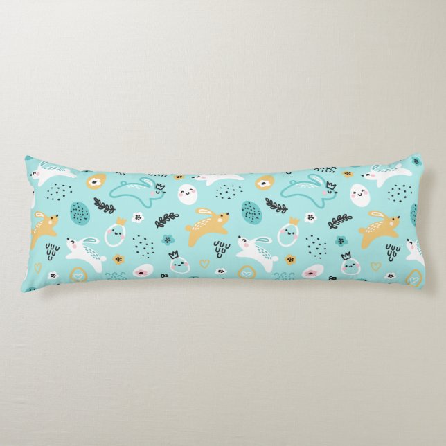 Cute Easter Bunny Pattern Kawaii Rabbits Eggs  Body Cushion (Front)
