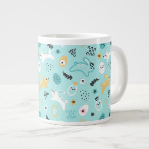 Cute Easter Bunny Pattern Kawaii Rabbits Eggs  Large Coffee Mug