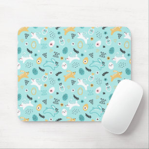 Cute Easter Bunny Pattern Kawaii Rabbits Eggs  Mouse Pad