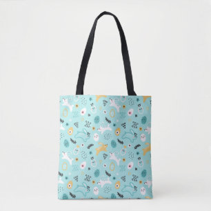 Cute Easter Bunny Pattern Kawaii Rabbits Eggs  Tote Bag