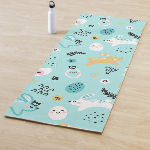 Cute Easter Bunny Pattern Kawaii Rabbits Eggs Yoga Mat