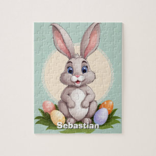 Cute Easter Bunny Personalised Kids Jigsaw Puzzle