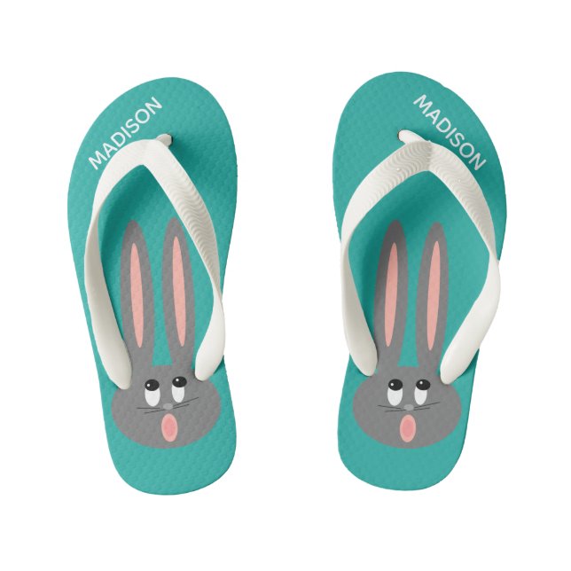 Cute Easter Bunny Personalised Kid's Thongs (Footbed)