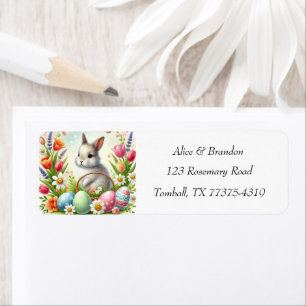 Cute Easter Bunny Rabbit Brunch Watercolor Return Address Label
