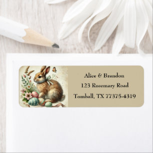 Cute Easter Bunny Rabbit Brunch Watercolor Return Address Label