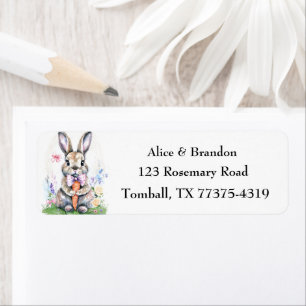 Cute Easter Bunny Rabbit Brunch Watercolor Return Address Label