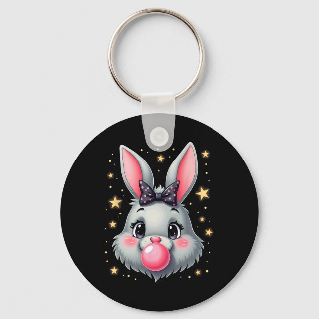 Cute Easter Bunny Rabbit Bubble Gum 2  Key Ring (Front)