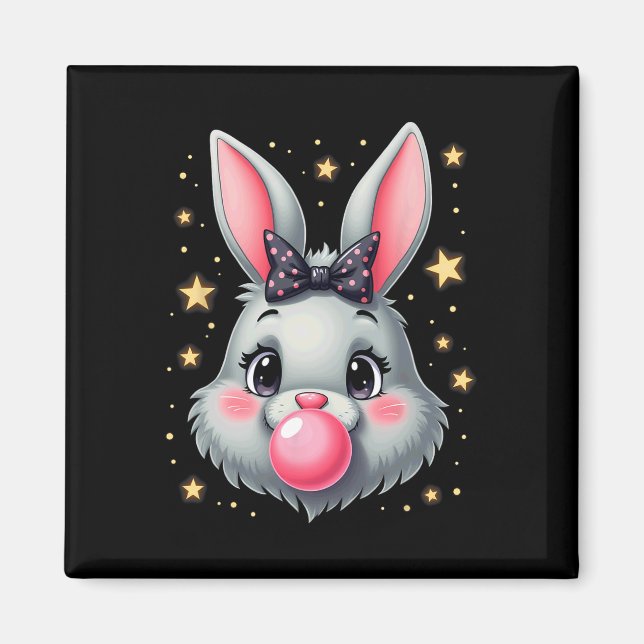 Cute Easter Bunny Rabbit Bubble Gum 2  Magnet (Front)