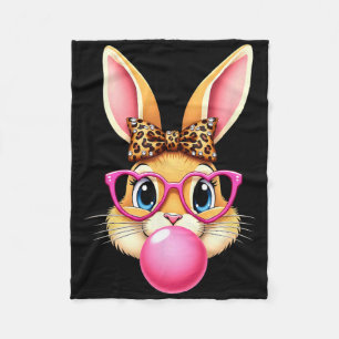 Cute Easter Bunny Rabbit Bubble Gum Girl Women  Fleece Blanket