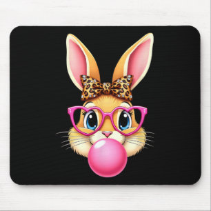 Cute Easter Bunny Rabbit Bubble Gum Girl Women  Mouse Pad