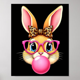 Cute Easter Bunny Rabbit Bubble Gum Girl Women Poster