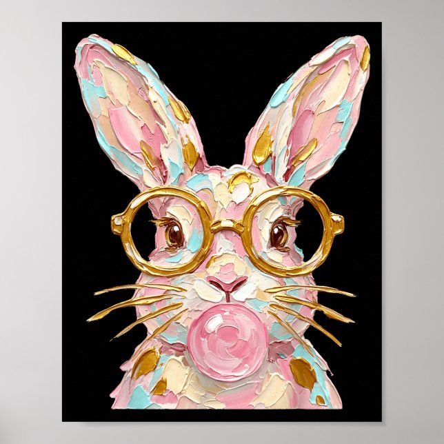 Cute easter bunny rabbit bubblegum brushstroke boy poster (Front)