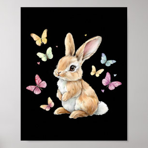 Cute Easter Bunny Rabbit Butterfly Poster