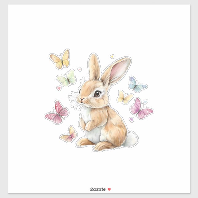 Cute Easter Bunny Rabbit Butterfly T-Shirt (Sheet)