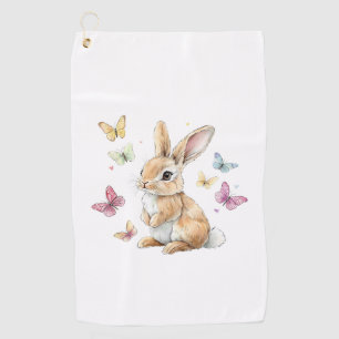 Cute Easter Bunny Rabbit Butterfly T-Shirt Golf Towel