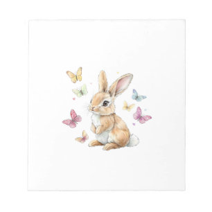Cute Easter Bunny Rabbit Butterfly T-Shirt Notepad