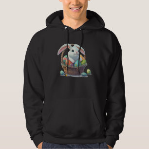 Cute Easter Bunny Rabbit in a Basket full of Eggs Hoodie