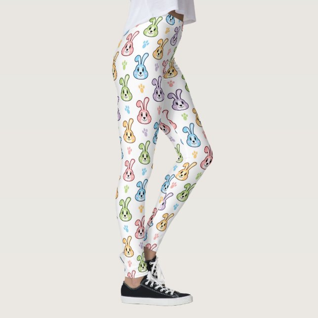 Cute Easter Bunny Rabbit Pattern | Holidays Leggings (Right)