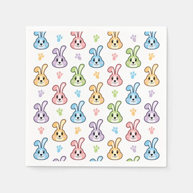 Cute Easter Bunny Rabbit Pattern | Holidays Napkin (Front)