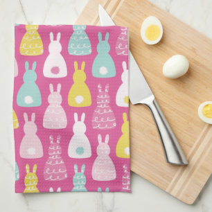 Cute Easter Bunny Rabbit pattern Tea Towel