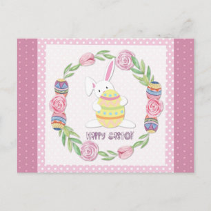 Cute Easter Bunny Rabbit Polka Dots Postcard