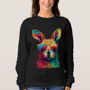 Cute Easter Bunny Rabbit Wearing Sunglasses  1 Sweatshirt