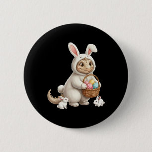 Cute Easter Bunny Rabbit With Eggs Whimsical Drago 6 Cm Round Badge
