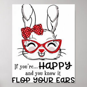 Cute Easter Bunny Red Gles Bow Rabbit Lovers Graph Poster