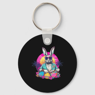 Cute Easter Bunny Retro Miami Look Colourful Eggs  Key Ring