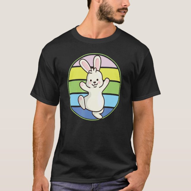 Cute Easter Bunny Retro Pastel Colours Adorable Ra T-Shirt (Front)
