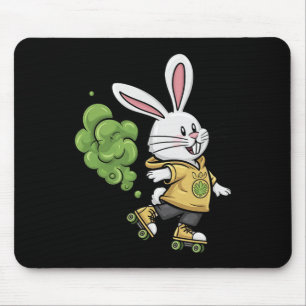 Cute Easter Bunny Roller Skating Illustration Desi Mouse Pad