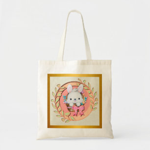 Cute Easter Bunny Sitting in The Basket Tote Bag