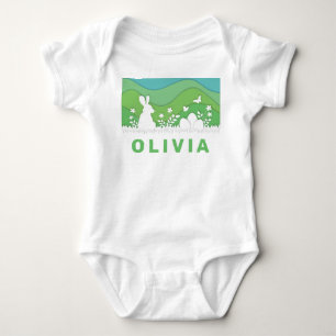 Cute easter bunny. spring egg hunt baby bodysuit