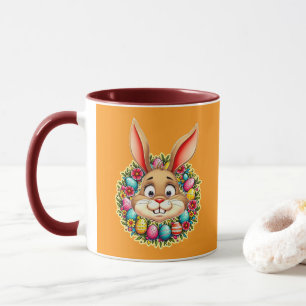 Cute Easter Bunny – Spring Flowers caneca Mug