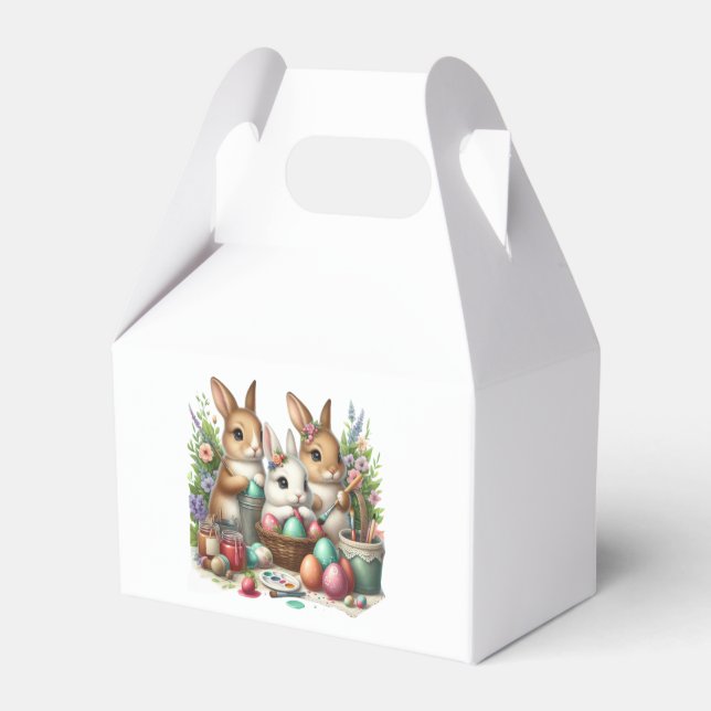 Cute, Easter Bunny/Spring paint party Favour Box (Front Side)