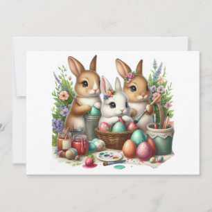 Cute, Easter Bunny/Spring paint party Holiday Card