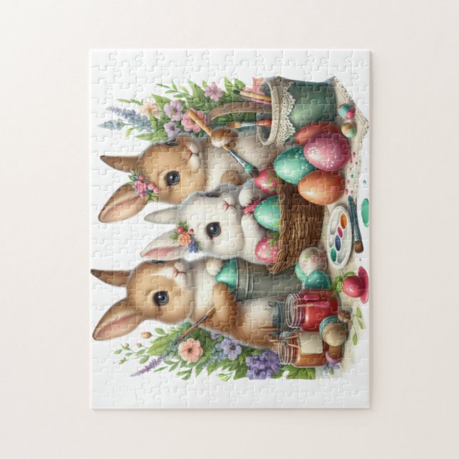 Cute, Easter Bunny/Spring paint party Jigsaw Puzzle (Vertical)